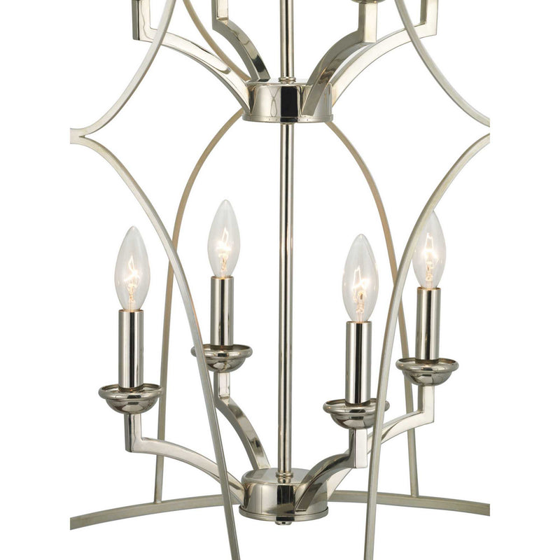 Progress Lighting P500177-134 Eight Light Foyer Pendant, Silver Ridge
