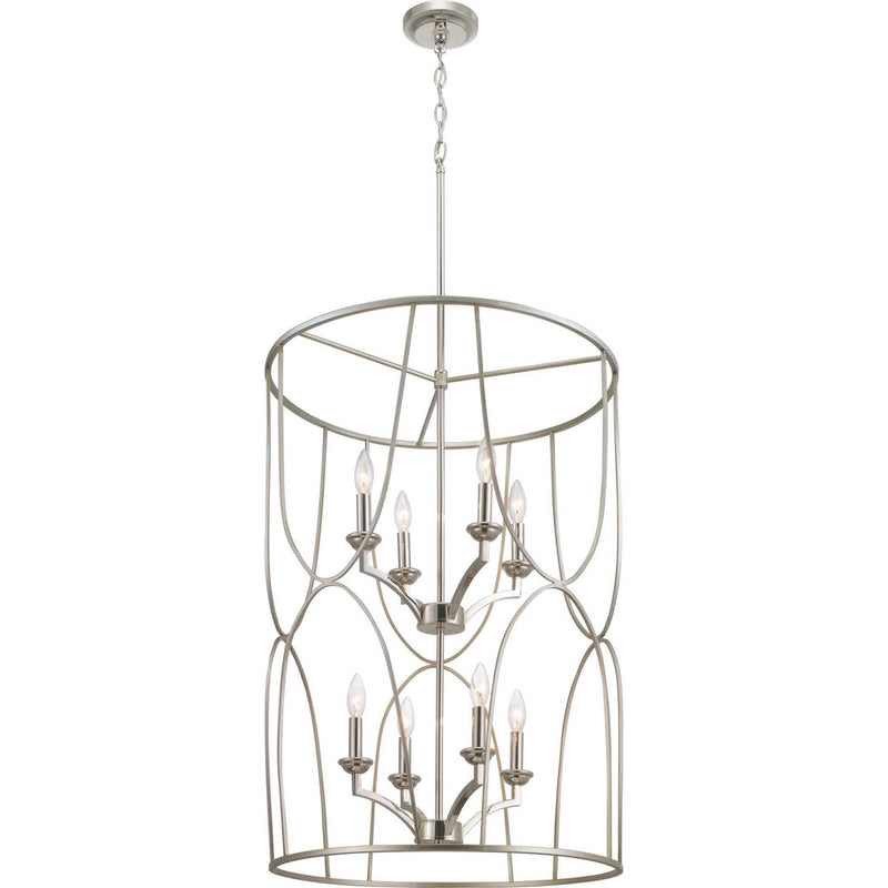 Progress Lighting P500177-134 Eight Light Foyer Pendant, Silver Ridge