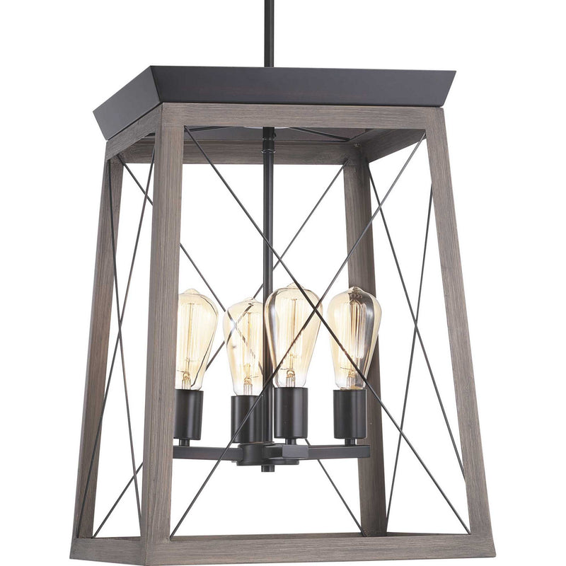 Progress Lighting P500178-020 Four Light Foyer Pendant, Antique Bronze
