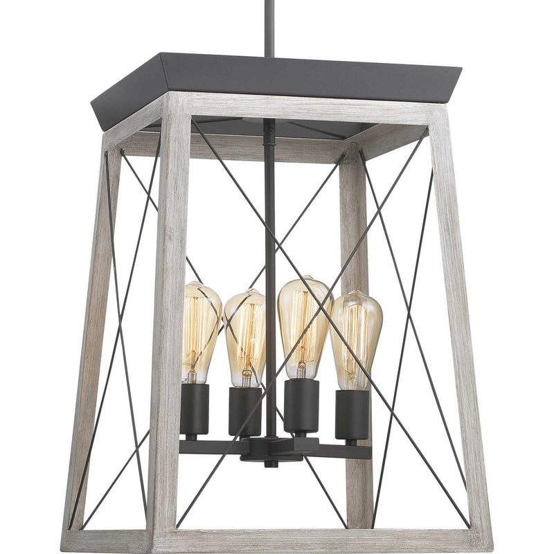 Progress Lighting P500178-143 Four Light Foyer Pendant, Graphite