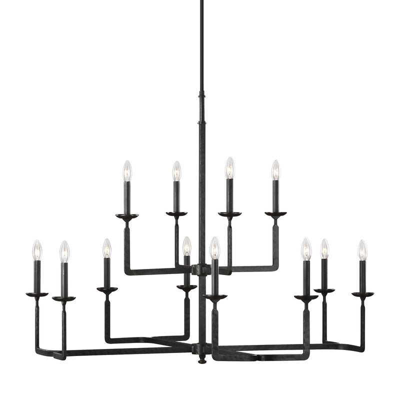 Generation Lighting F3290/12AI 12 Light Chandelier, Aged Iron