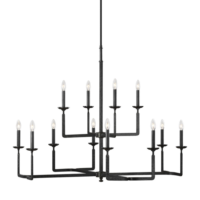 Generation Lighting F3290/12AI 12 Light Chandelier, Aged Iron
