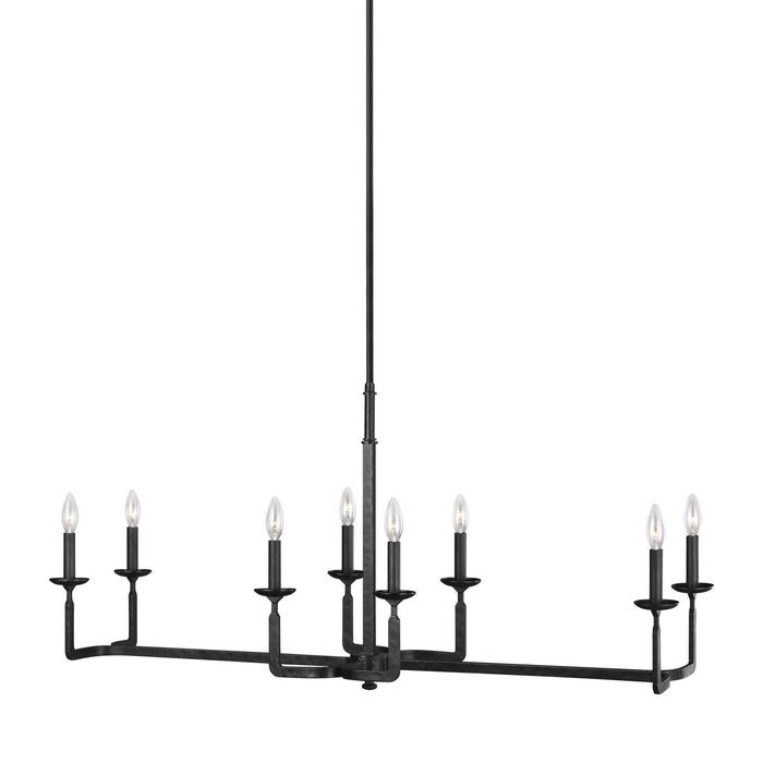Generation Lighting F3292/8AI Eight Light Linear Chandelier, Aged Iron