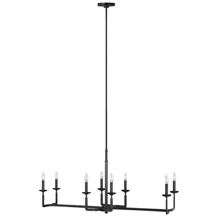 Generation Lighting F3292/8AI Eight Light Linear Chandelier, Aged Iron