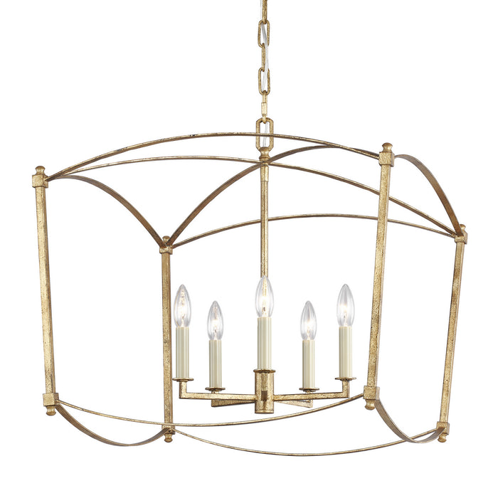Visual Comfort Studio F3325/5ADB Five Light Lantern, Antique Gild