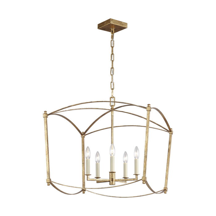 Visual Comfort Studio F3325/5ADB Five Light Lantern, Antique Gild