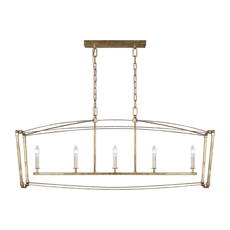 Visual Comfort Studio F3326/5ADB Five Light Linear Chandelier, Antique Gild