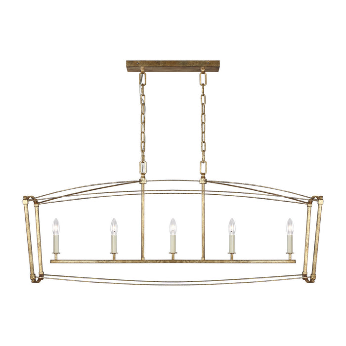 Visual Comfort Studio F3326/5ADB Five Light Linear Chandelier, Antique Gild