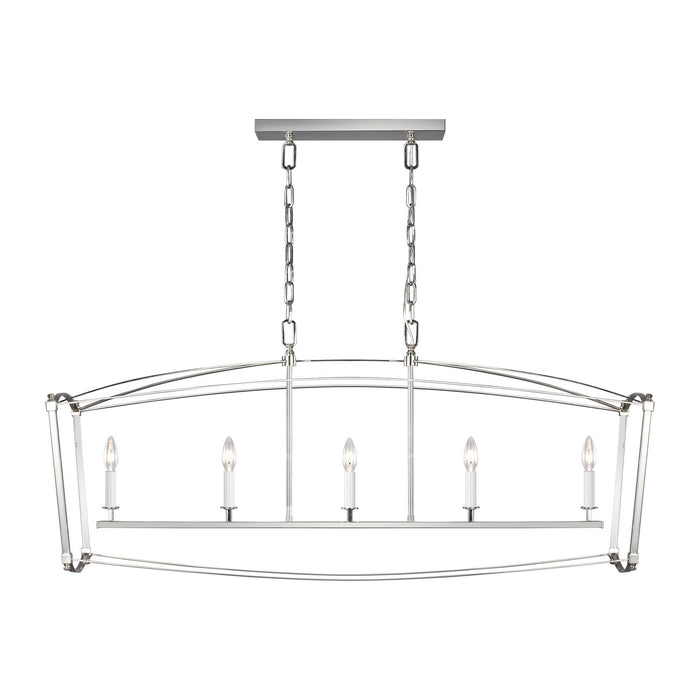 Visual Comfort Studio F3326/5PN Five Light Linear Chandelier, Polished Nickel