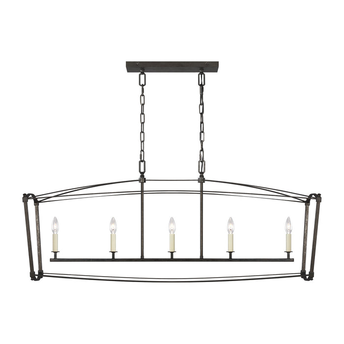 Visual Comfort Studio F3326/5SMS Five Light Linear Chandelier, Smith Steel