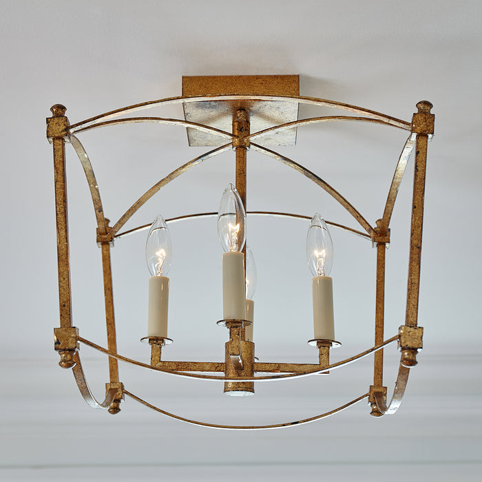Visual Comfort Studio SF350ADB Four Light Semi-Flush Mount, Antique Gild