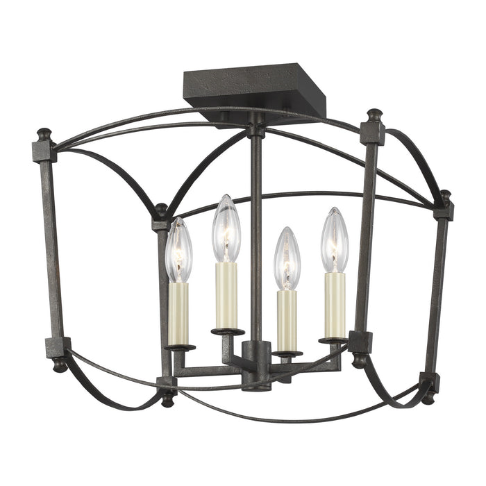 Visual Comfort Studio SF350SMS Four Light Semi-Flush Mount, Smith Steel
