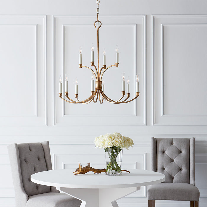 Visual Comfort Studio CC10612ADB 12 Light Chandelier, Antique Gild