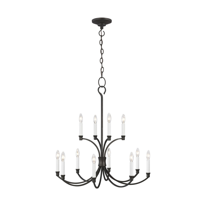 Visual Comfort Studio CC10612SMS 12 Light Chandelier, Smith Steel