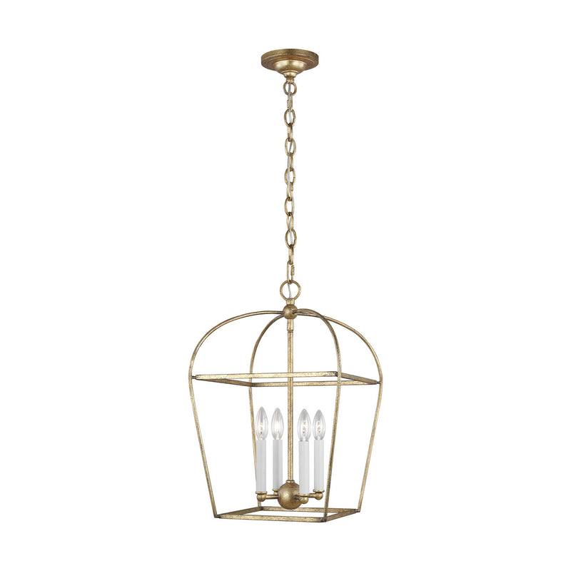 Visual Comfort Studio CC1084ADB Four Light Lantern, Antique Gild