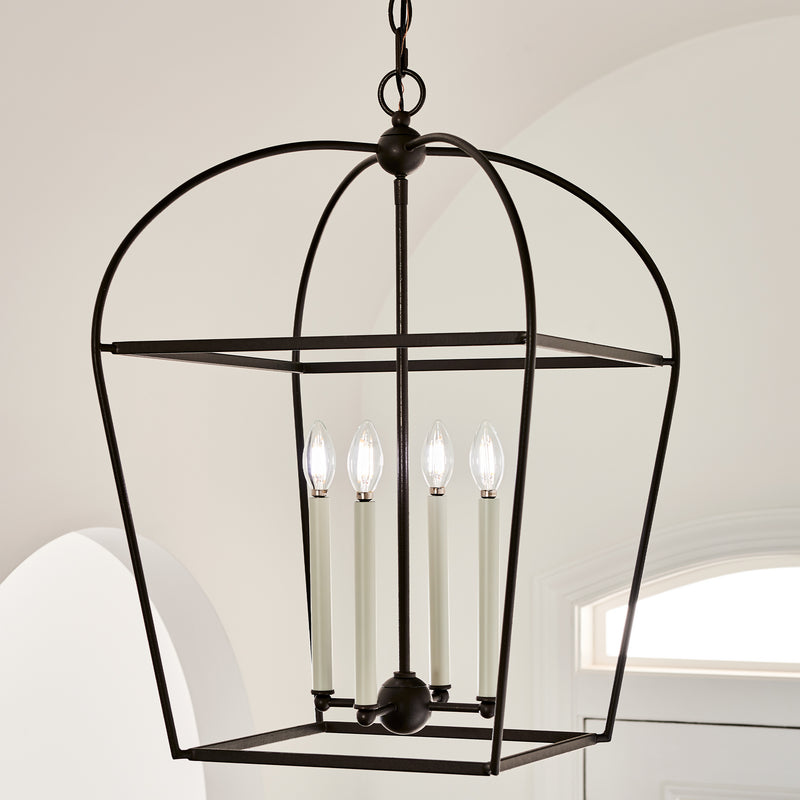 Visual Comfort Studio CC1094SMS Four Light Lantern, Smith Steel