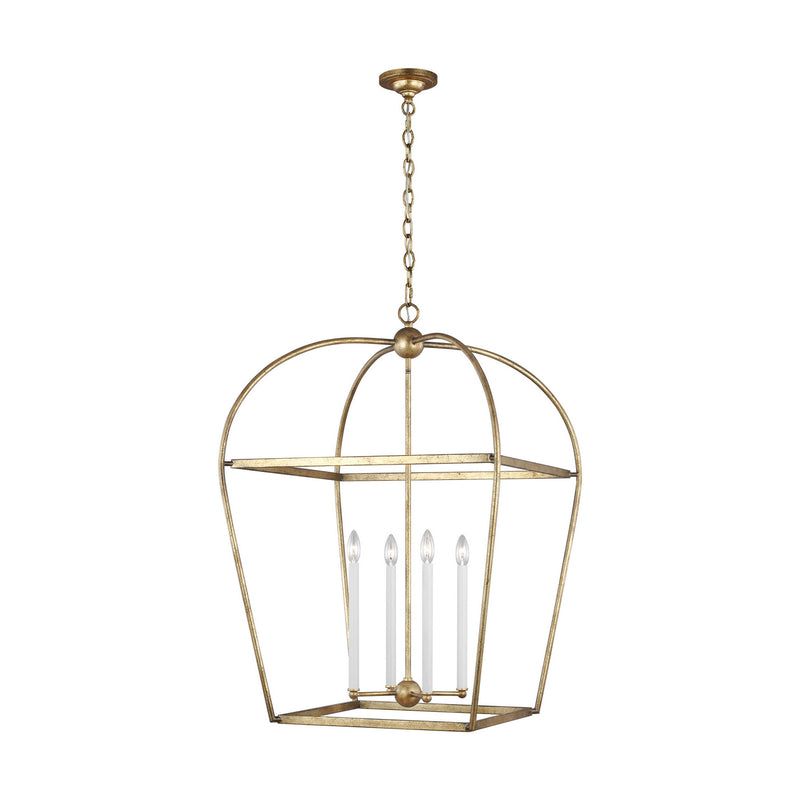 Visual Comfort Studio CC1104ADB Four Light Lantern, Antique Gild