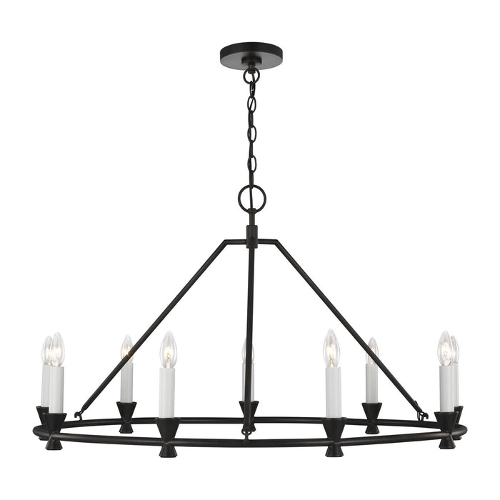 Visual Comfort Studio CC1179AI Nine Light Chandelier, Aged Iron