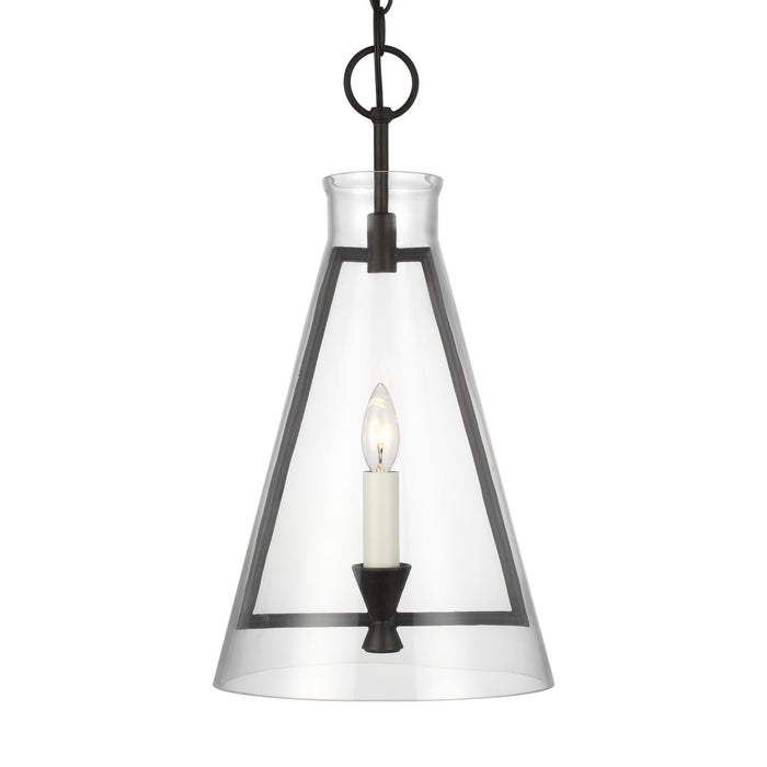 Visual Comfort Studio CP1081AI One Light Pendant, Aged Iron