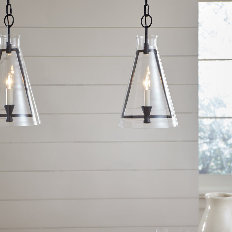 Visual Comfort Studio CP1081AI One Light Pendant, Aged Iron