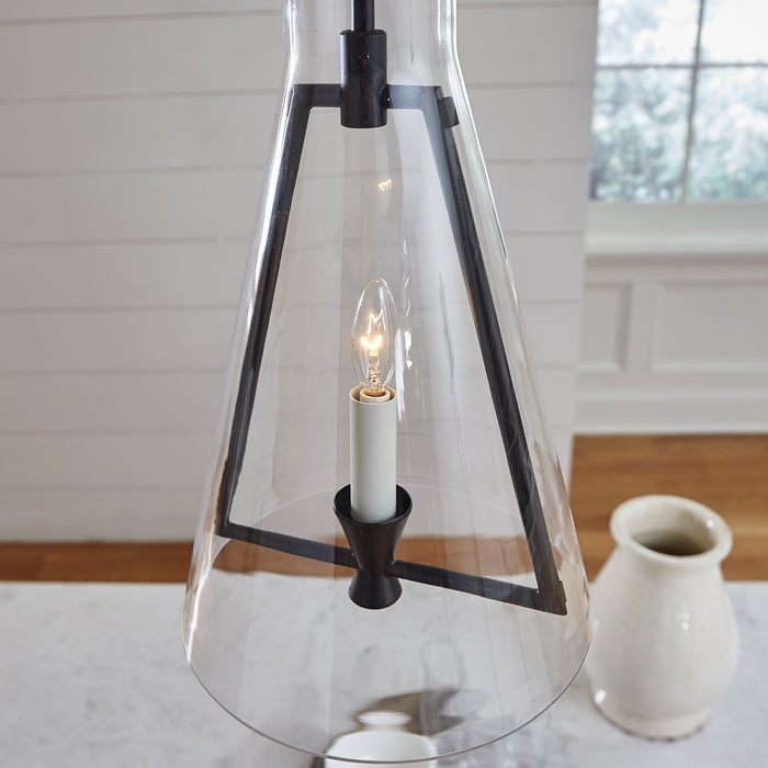 Visual Comfort Studio CP1081AI One Light Pendant, Aged Iron