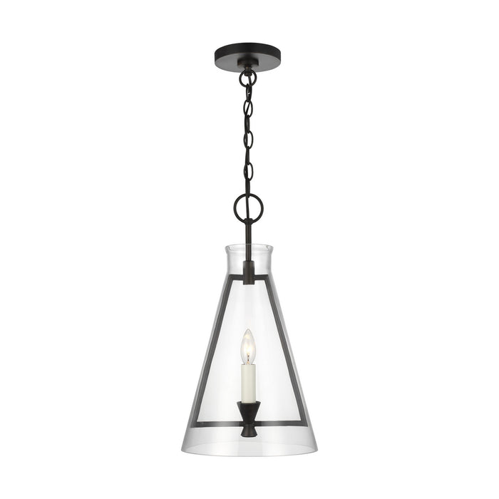 Visual Comfort Studio CP1081AI One Light Pendant, Aged Iron