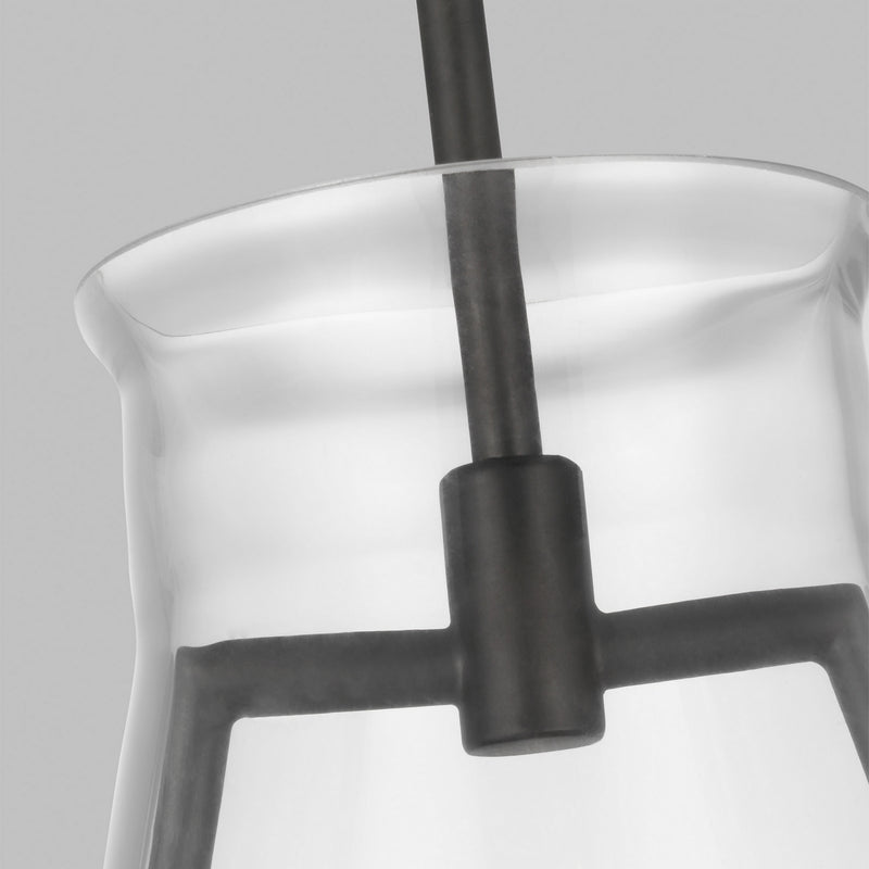 Visual Comfort Studio CP1091AI One Light Pendant, Aged Iron