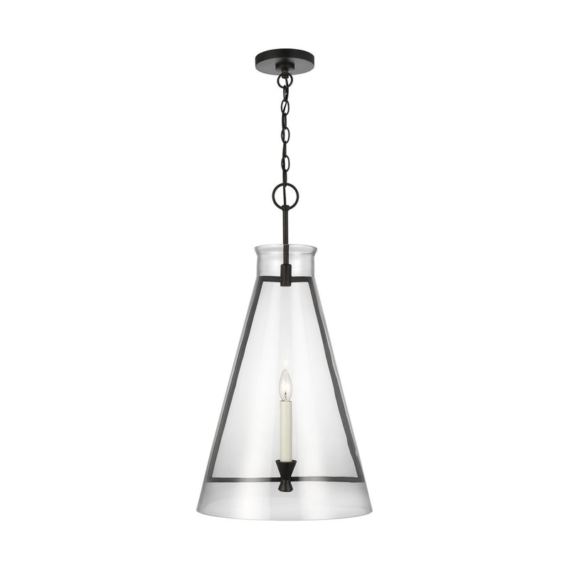 Visual Comfort Studio CP1091AI One Light Pendant, Aged Iron