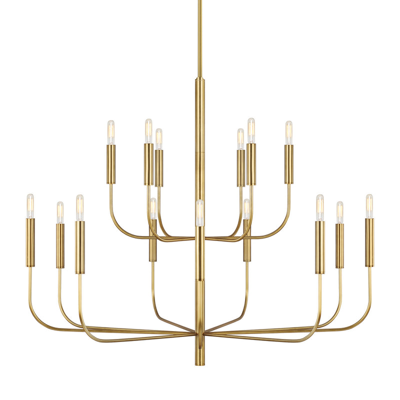 Visual Comfort Studio EC10015BBS 15 Light Chandelier, Burnished Brass