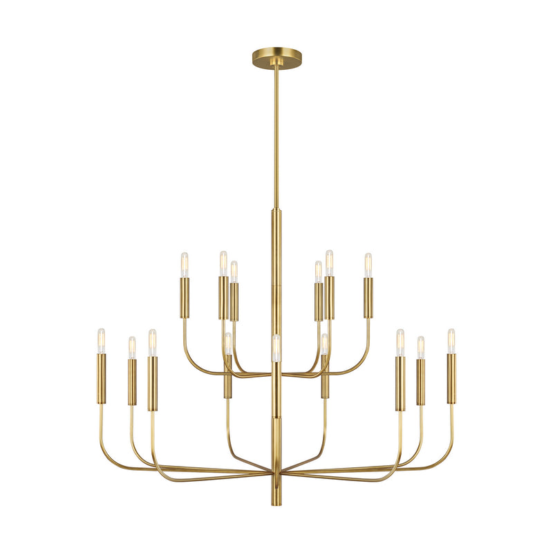 Visual Comfort Studio EC10015BBS 15 Light Chandelier, Burnished Brass