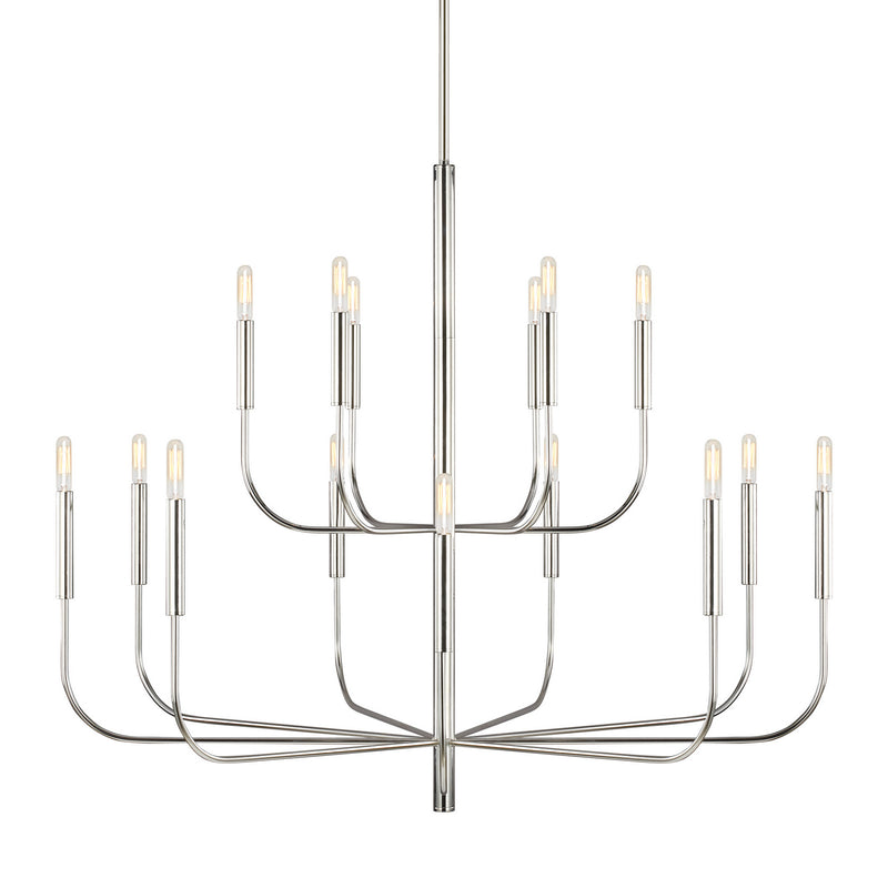 Visual Comfort Studio EC10015PN 15 Light Chandelier, Polished Nickel