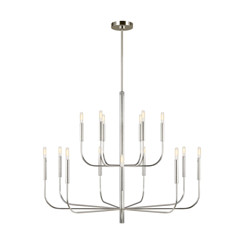 Visual Comfort Studio EC10015PN 15 Light Chandelier, Polished Nickel