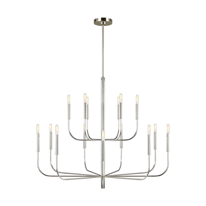 Visual Comfort Studio EC10015PN 15 Light Chandelier, Polished Nickel