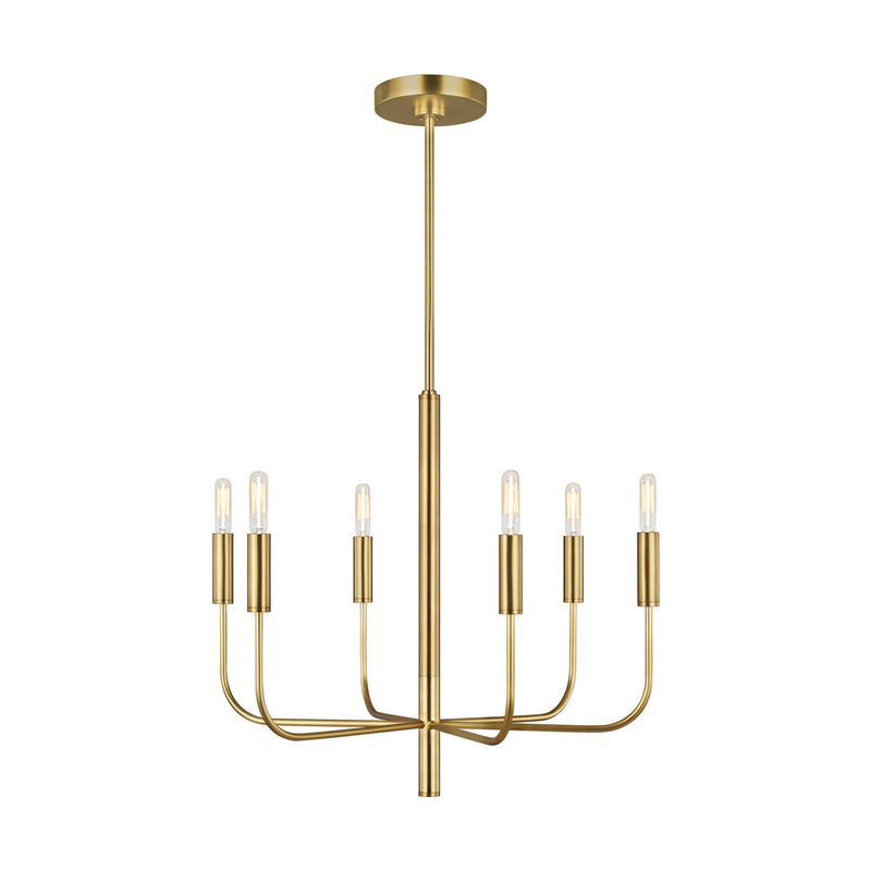 Visual Comfort Studio EC1006BBS Six Light Chandelier, Burnished Brass