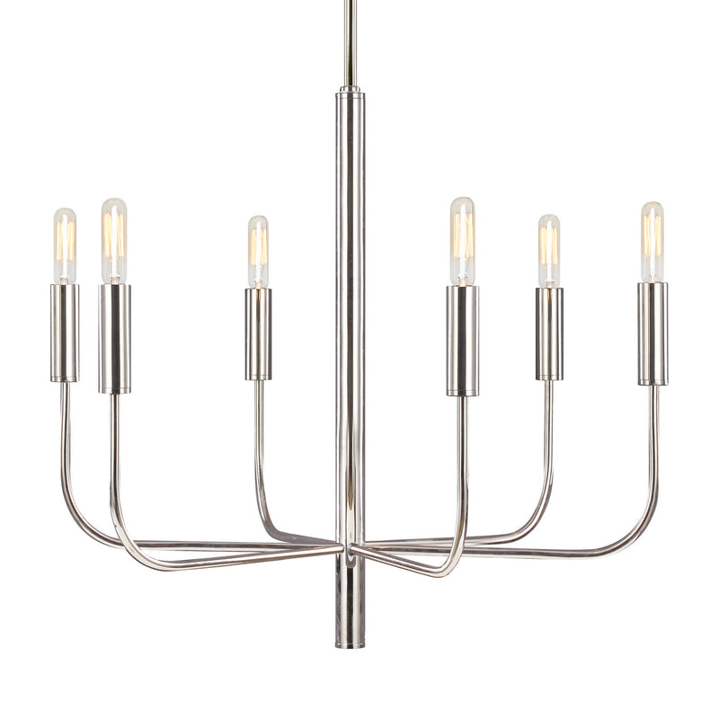Visual Comfort Studio EC1006PN Six Light Chandelier, Polished Nickel