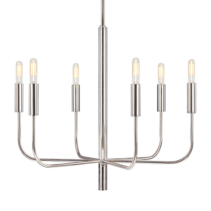 Visual Comfort Studio EC1006PN Six Light Chandelier, Polished Nickel