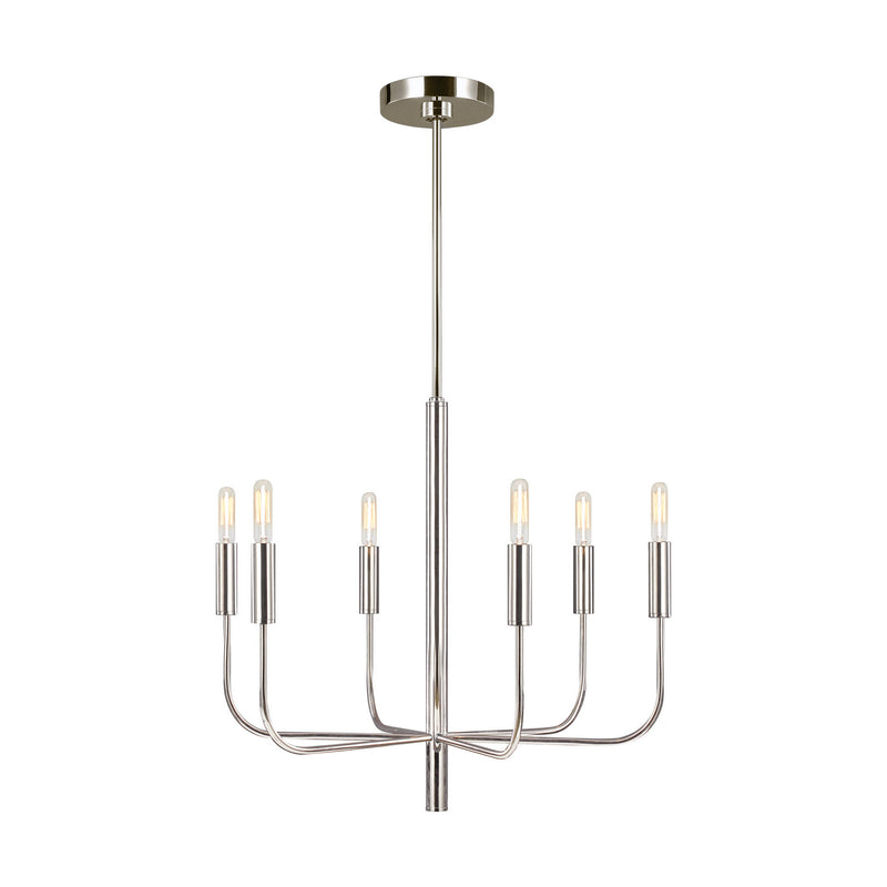 Visual Comfort Studio EC1006PN Six Light Chandelier, Polished Nickel