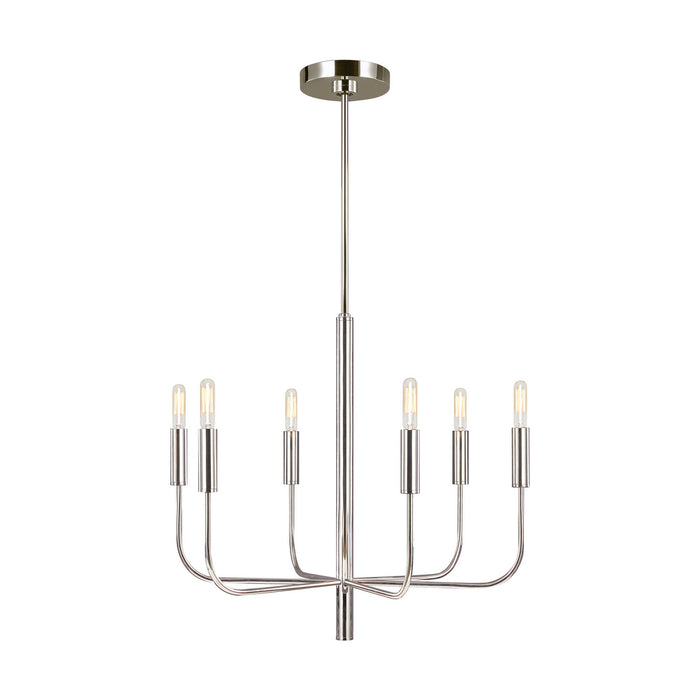 Visual Comfort Studio EC1006PN Six Light Chandelier, Polished Nickel