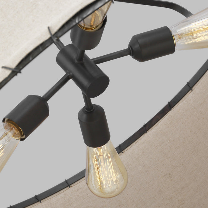 Visual Comfort Studio EP1114AI Four Light Pendant, Aged Iron