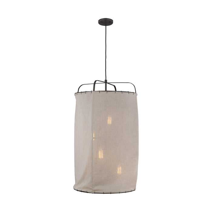 Visual Comfort Studio EP1124AI Four Light Pendant, Aged Iron