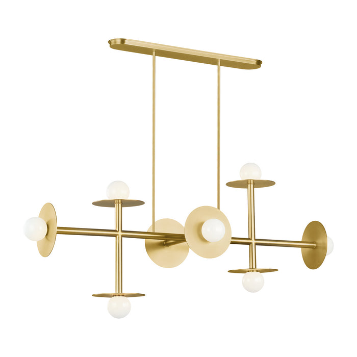 Visual Comfort Studio KC1008BBS Eight Light Linear Chandelier, Burnished Brass