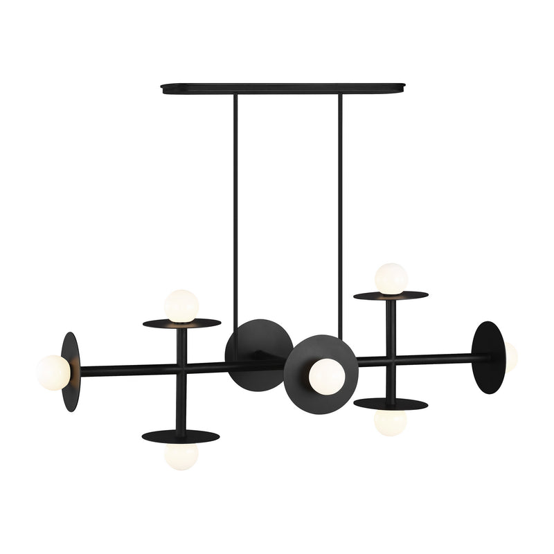 Visual Comfort Studio KC1008MBK Eight Light Linear Chandelier, Midnight Black