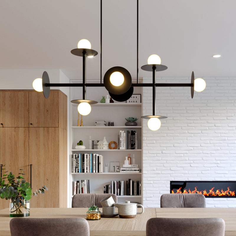 Visual Comfort Studio KC1008MBK Eight Light Linear Chandelier, Midnight Black
