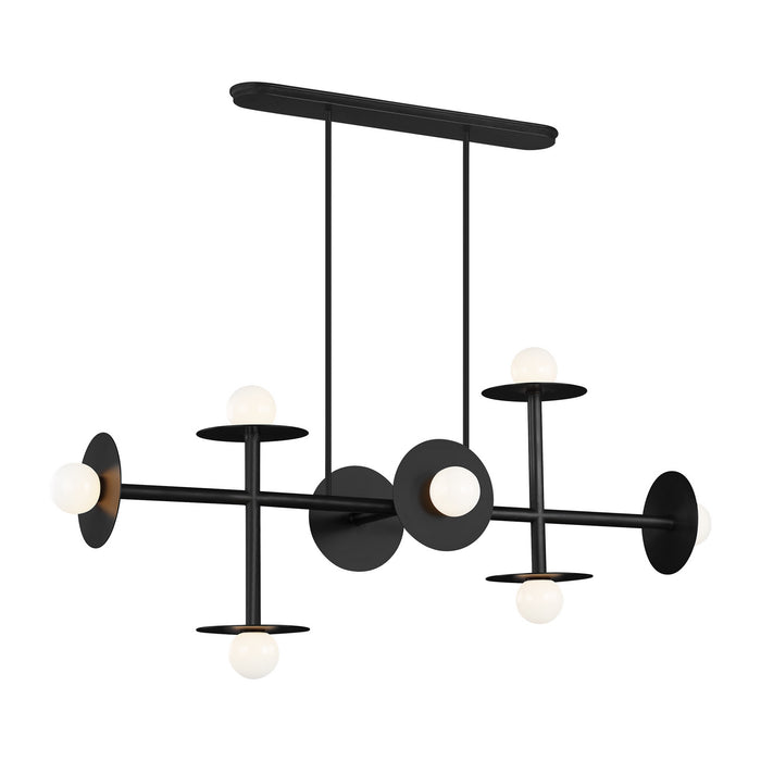 Visual Comfort Studio KC1008MBK Eight Light Linear Chandelier, Midnight Black