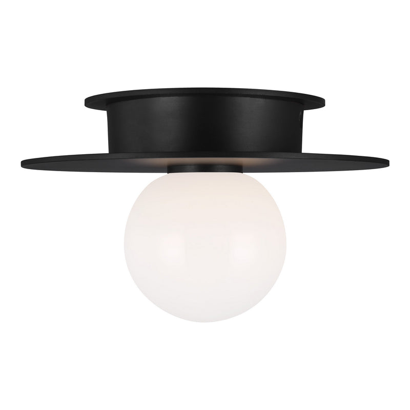 Visual Comfort Studio KF1001MBK One Light Flush Mount, Midnight Black