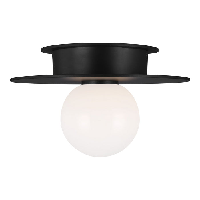 Visual Comfort Studio KF1001MBK One Light Flush Mount, Midnight Black