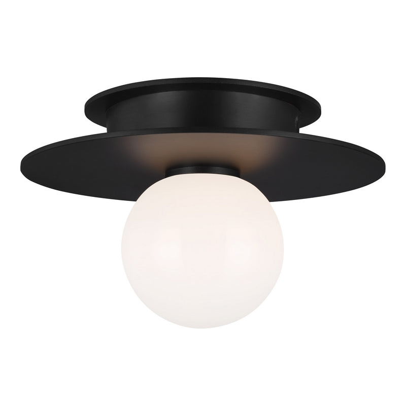Visual Comfort Studio KF1001MBK One Light Flush Mount, Midnight Black