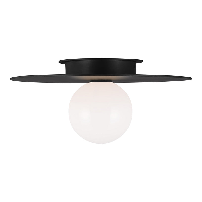 Visual Comfort Studio KF1011MBK One Light Flush Mount, Midnight Black