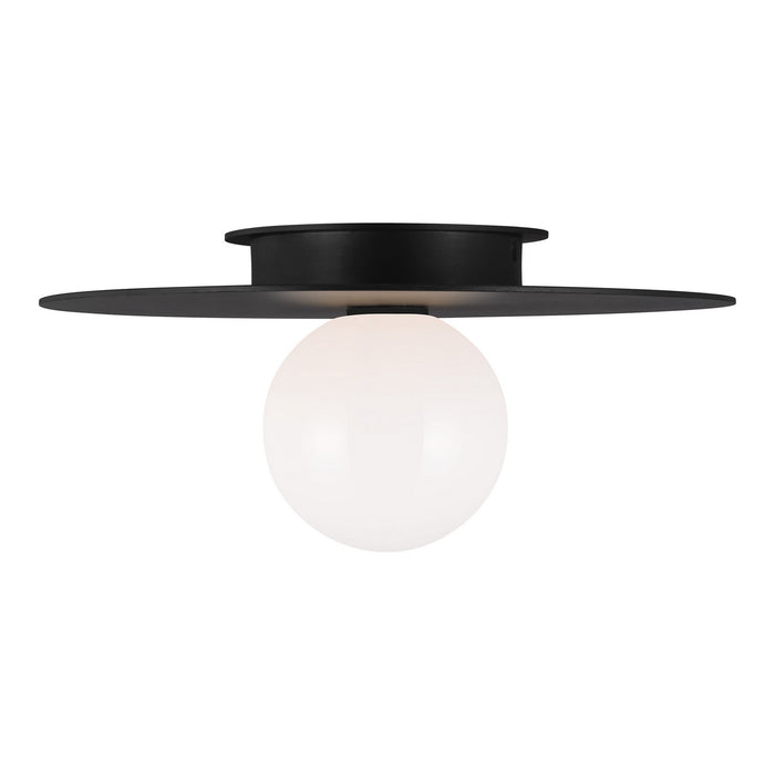 Visual Comfort Studio KF1011MBK One Light Flush Mount, Midnight Black