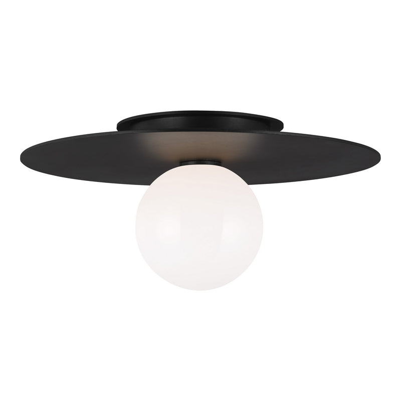 Visual Comfort Studio KF1011MBK One Light Flush Mount, Midnight Black